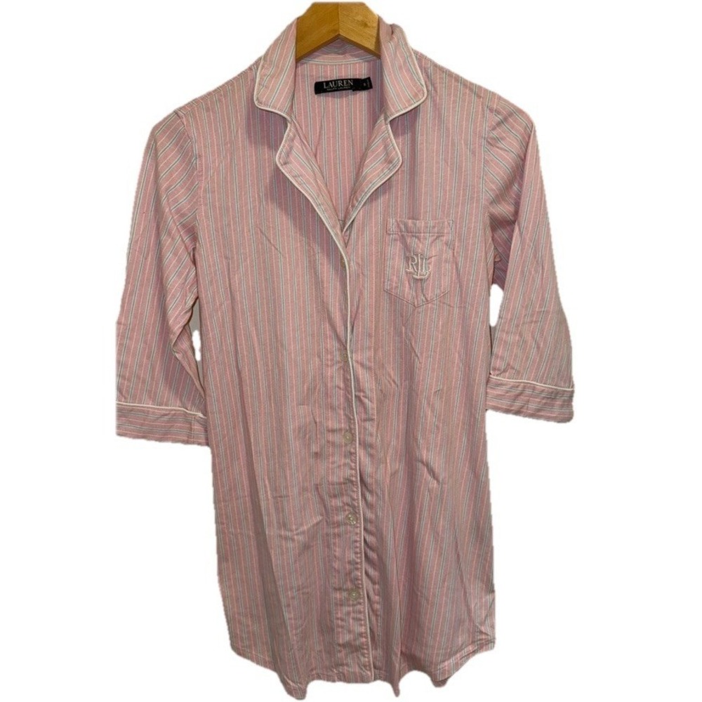 Lauren Ralph Lauren Pink Striped Nightshirt Women's Sleep Shirt Pajama Top S